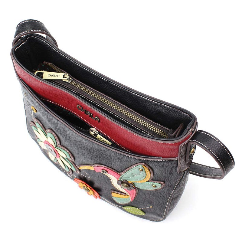 CHALA Crescent Crossbody Women Shoulder Purse with Adjustable Strap - Hummingbird - black - Image 3